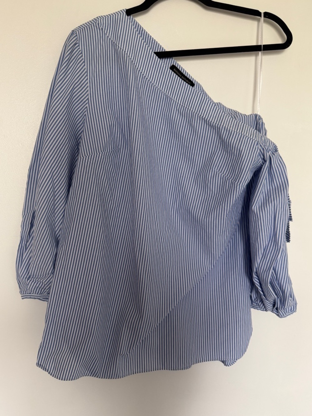 Banana Republic Striped Blue Off-Shoulder Cotton Blouse